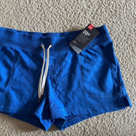 Under Armour Blue Cotton Blend Loose Elastic Pull On Shorts w/Drawstring M - NWT - Picture 3 of 4